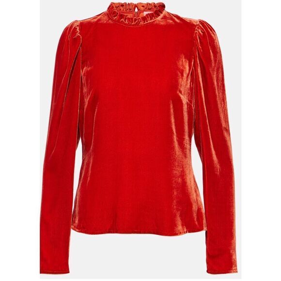 Ulla Johnson Mariene velvet blouse in Carnelian NWT Size 4 - Picture 1 of 10